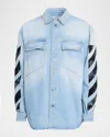Off-white Light Blue Cotton Fresco Shirt With Flap Pockets In Blue