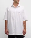 Off-white Brush Arrow Poplin Bowling Shirt With Embroidered Logo In White