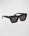 Off-white Men's Hampton Rectangle Acetate Sunglasses In 1007 Black Dark Grey