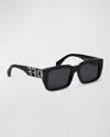 Off-white Men's Hays Acetate Rectangle Sunglasses In Black Dark Grey