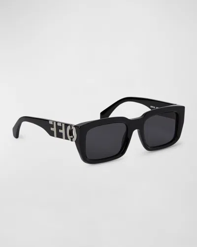 Off-white Men's Hays Acetate Rectangle Sunglasses In Black