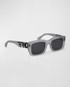 OFF-WHITE MEN'S HAYS ACETATE RECTANGLE SUNGLASSES