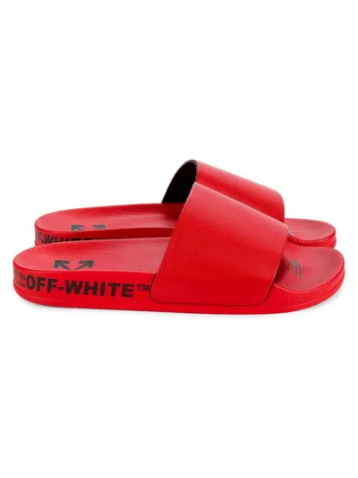 Off-white Men's Industrial Logo Pool Slides In Red