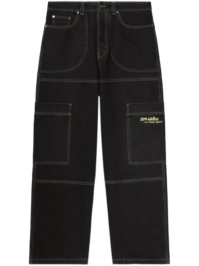 Off-white Off White Men Irregular Cargo Jeans In Black