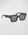 Off-white Men's Jackson Acetate Square Sunglasses In 1007 Black Dark Grey