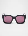 Off-white Virgil Rectangular Sunglasses In 11028black Burgundy