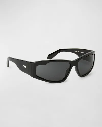 Off-white Men's Kimball Acetate Wrap Sunglasses In Black