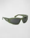 Off-white Men's Kimball Acetate Wrap Sunglasses In Green