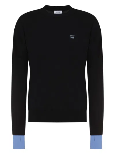 OFF-WHITE MEN'S KNIT WOOL PULLOVER SWEATER