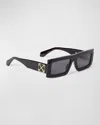 Off-white Men's Laurel Acetate Rectangle Sunglasses In 1007 Black Dark Grey