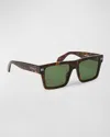 Off-white Men's Lawton Acetate Square Sunglasses In Havana Green