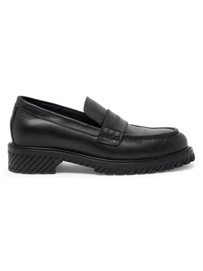 OFF-WHITE MEN'S LEATHER MILITARY LOAFERS