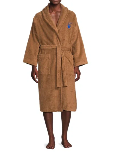 Off-white Men's Logo Towel Robe In Camel