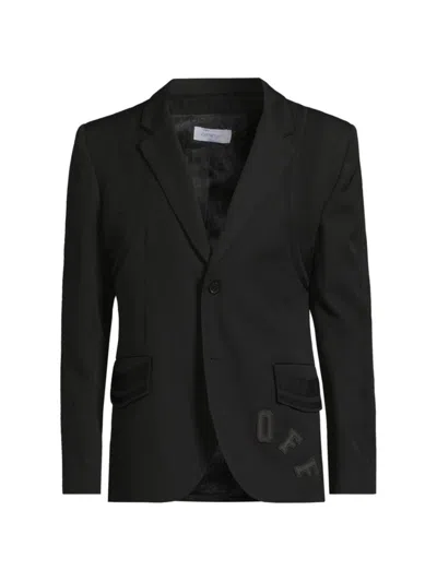 Off-white Men's Logo Wool Two-button Suit Jacket In Black