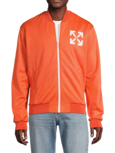 Off-white Men's Logo Zip Front Jacket In Orange