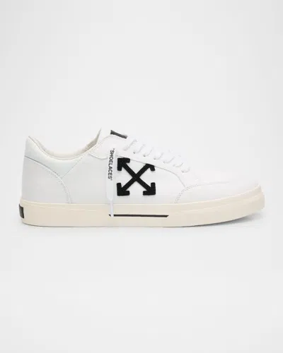 Off-white Men's Low Vulcanized Canvas Sneakers In White - Black