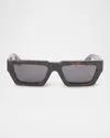 Off-white Manchester Rectangular-frame Sunglasses In 16007havana Dark Grey