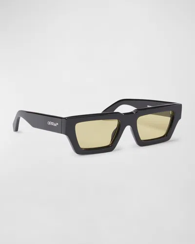 Off-white Men's Manchester Acetate Rectangle Sunglasses In Black Yellow