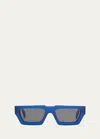 Off-white Men's Manchester Acetate Rectangle Sunglasses In Blue