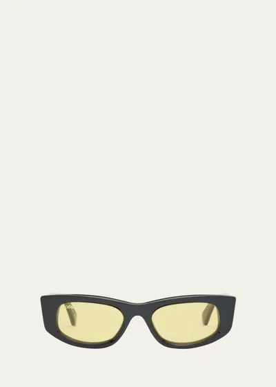 Off-white Men's Matera Acetate Rectangle Sunglasses In Black Yellow