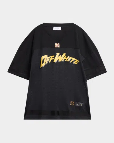 Off-white Men's Mesh Football T-shirt In Black