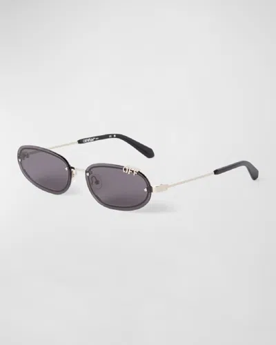 Off-white Men's Miami Metal And Acetate Oval Sunglasses In Black
