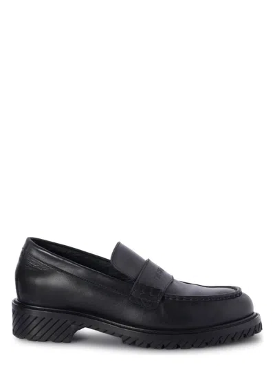 Off-white Men's Military Leather Loafers In Black