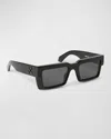 Off-white Men's Moberly Arrows Acetate Rectangle Sunglasses In Black Dark Grey