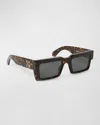 Off-white Men's Moberly Arrows Acetate Rectangle Sunglasses In Brown