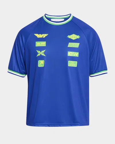 Off-white Men's Multi-patch Sport Jersey In Blue