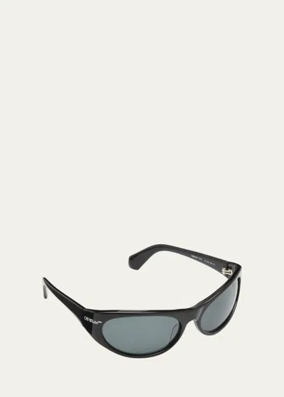 Off-white Men's Napoli Acetate Wrap Sunglasses In Black