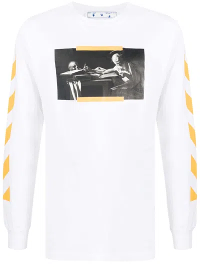 Pre-owned Off-white Men's Off Carav Painting Long Sleeve T-shirt In White