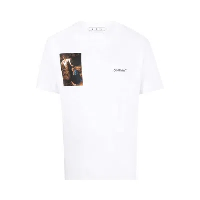 Pre-owned Off-white Men's Off Caravag Lute Slim Short Sleeve Tee Shirt In White/black In Multi