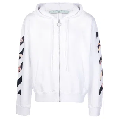 Pre-owned Off-white Men's Off Caravaggio Arrows Zip Up Hoodie In White