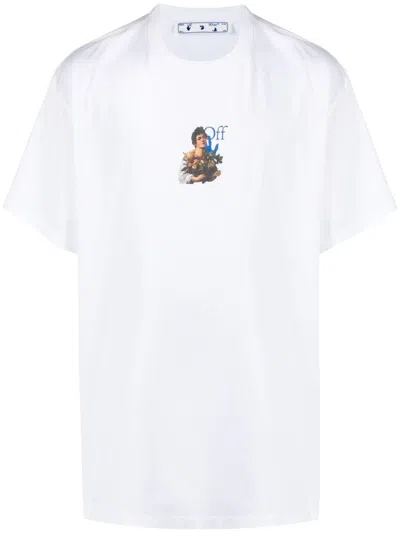 Pre-owned Off-white Men's Off Caravaggio Boy T-shirt In White/blue In Multi