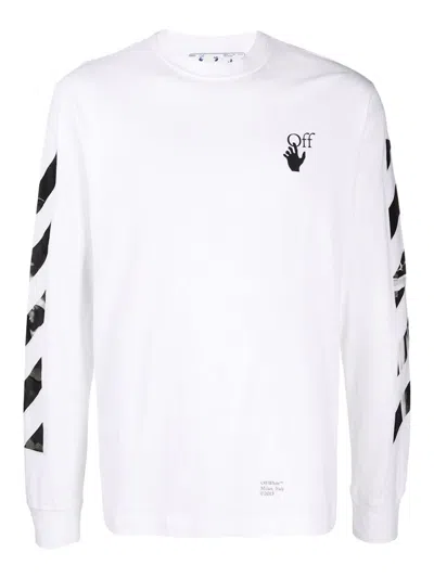 Pre-owned Off-white Men's Off Caravaggio Saint Jerome Writing Arrows Longsleeve T-shirt In White/black In Multi