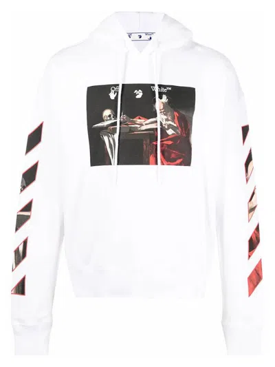 Pre-owned Off-white Men's Off Caravaggio Saint Jerome Writing Hoodie In White