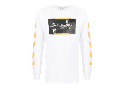 Pre-owned Off-white Men's Off Caravaggio Saint Jerome Writing Print Longsleeve T-shirt In White/yellow/black