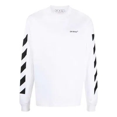 Pre-owned Off-white Men's Off Diag Helvetica Skate Long Sleeve T-shirt In White