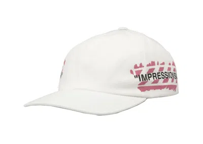 Pre-owned Off-white Men's Off Diag Stencil Print Baseball Hat In White/pink In Multi