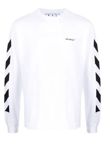 Pre-owned Off-white Men's Off Diagonal Helvetica Long Sleeve T-shirt In White/black In Multi