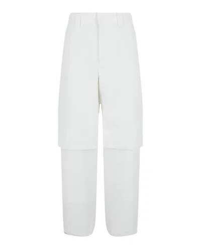 Pre-owned Off-white Men's Off Double Layer Carpenter Pants In White