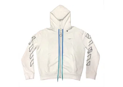 Pre-owned Off-white Men's Off Embroidered Abstract Arrows Zip Hoodie In White