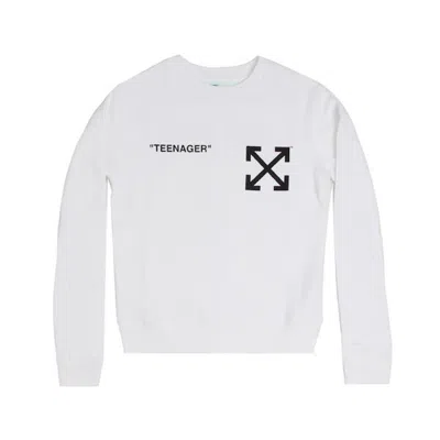 Pre-owned Off-white Men's Off Flamed Bart Crewneck Sweatshirt In White