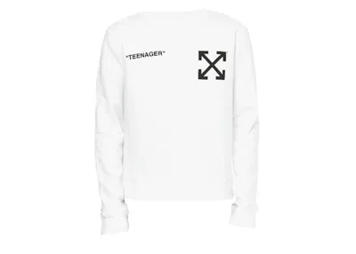 Pre-owned Off-white Men's Off Flamed Bart Slim Crewneck Sweatshirt In White
