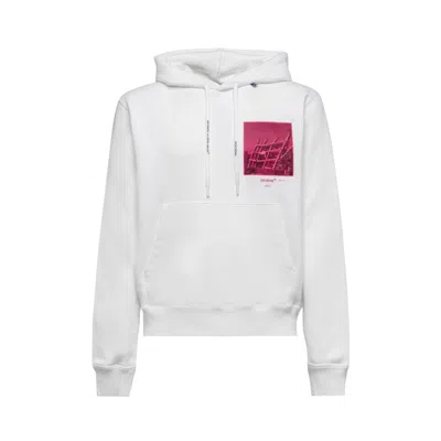 Pre-owned Off-white Men's Off Halftone Arrows Hoodie In White/fuchsia