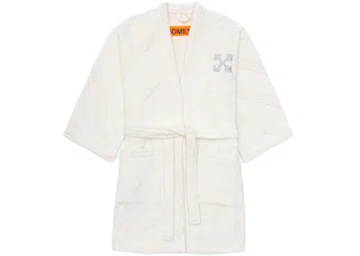 Pre-owned Off-white Men's Off "home" Bathrobe In White/ice Grey