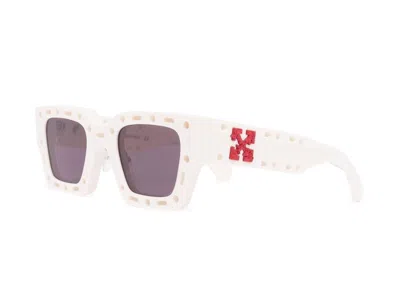 Pre-owned Off-white Men's Off Mercer Cutout Square Frame Sunglasses In White/red (oeri026s22pla0010107)