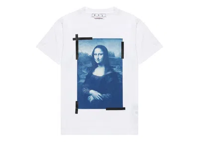 Pre-owned Off-white Men's Off Mona Lisa Print Logo Slim Fit T-shirt In White/blue/black In Multi