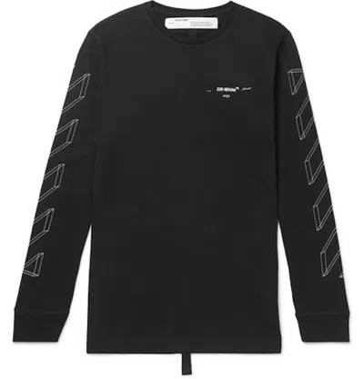 Pre-owned Off-white Men's Off Off 3d Marker Diag Long Sleeve Tshirtin Black/white In Multi